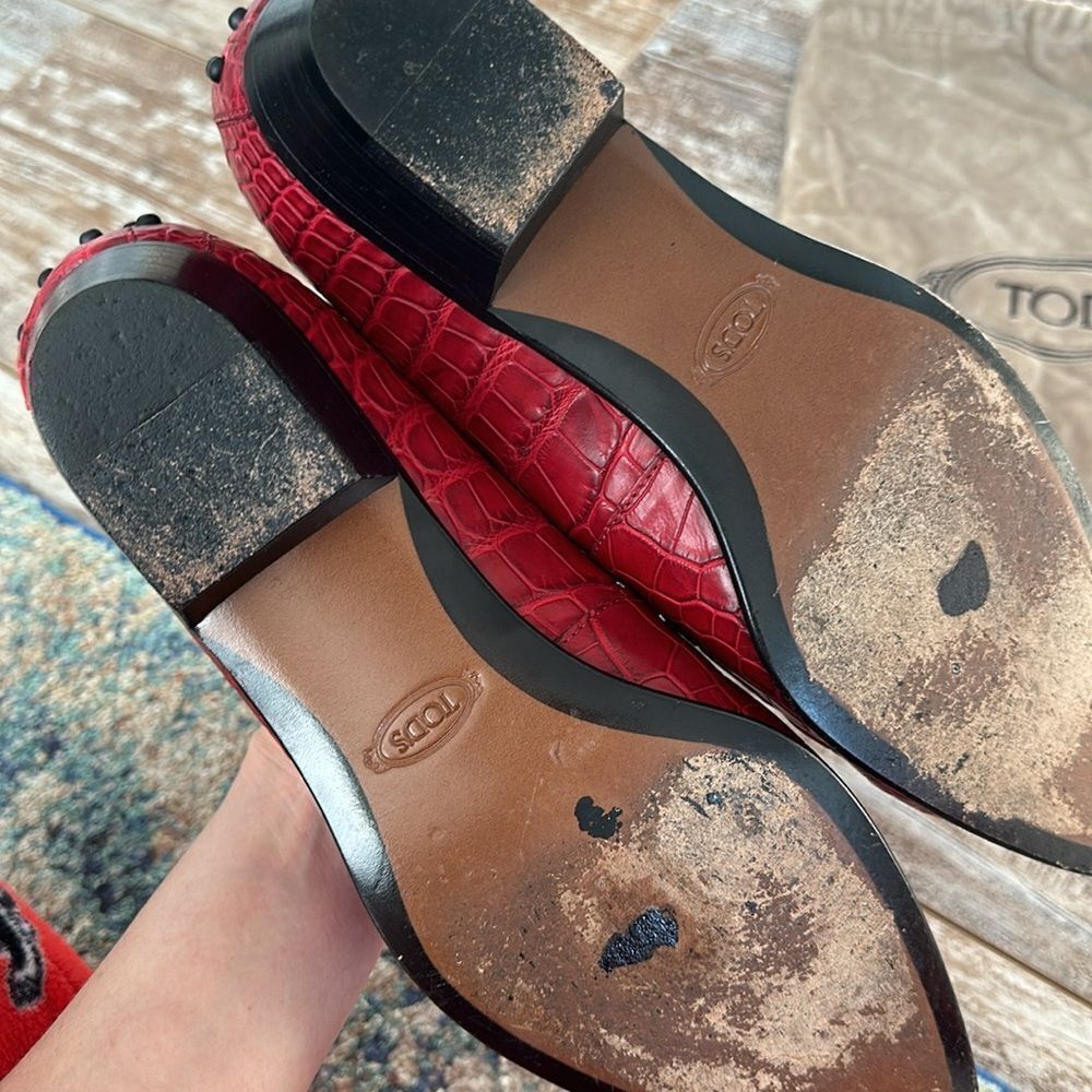 Tod’s Alligator Crocodile Pointed Toe Drivers Loa… - image 8